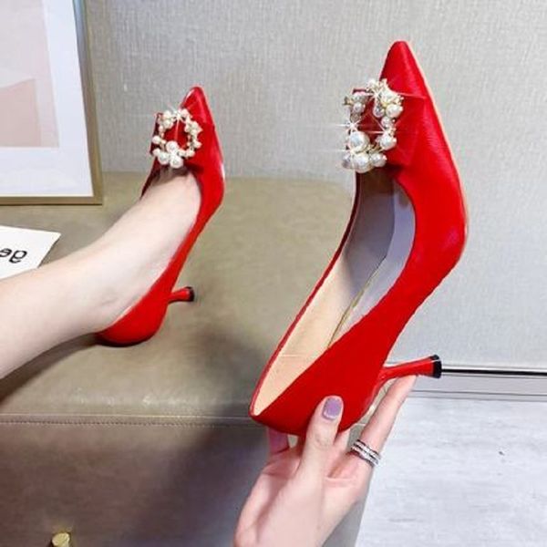 sandals fall shallow mouth pointed toe bridal low heel high heels pearl stiletto fashion bridesmaid shoes women, Black
sandals fall shallow mouth pointed toe bridal low heel high heels pearl stiletto fashion bridesmaid shoes women, Black