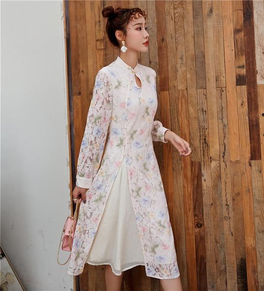 ethnic clothing fashion women's dress improved cheongsam retro thin temperament flower skirt long sleeve mesh, Red
ethnic clothing fashion women's dress improved cheongsam retro thin temperament flower skirt long sleeve mesh, Red