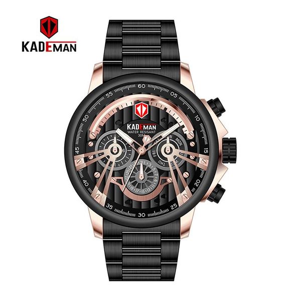 kademan men's watch week date display 6 hands with waterproof steel strap function relogio masculino wristwatches, Slivery;brown
kademan men's watch week date display 6 hands with waterproof steel strap function relogio masculino wristwatches, Slivery;brown