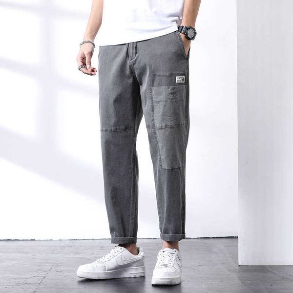 stitching fashion jeans men's spring and summer youth lace up loose harem capris, Blue
stitching fashion jeans men's spring and summer youth lace up loose harem capris, Blue
