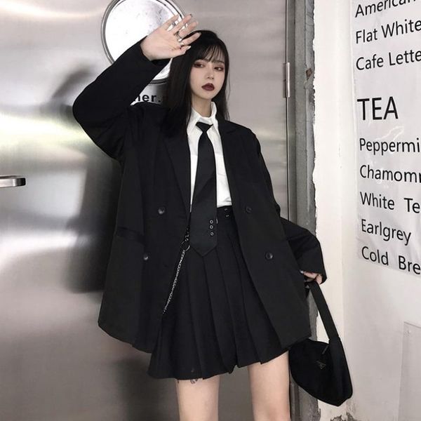 women's suits & blazers black suit outerwear long sleeve women double breasted thin coat 2021 casual office spring clothes, White;black
women's suits & blazers black suit outerwear long sleeve women double breasted thin coat 2021 casual office spring clothes, White;black