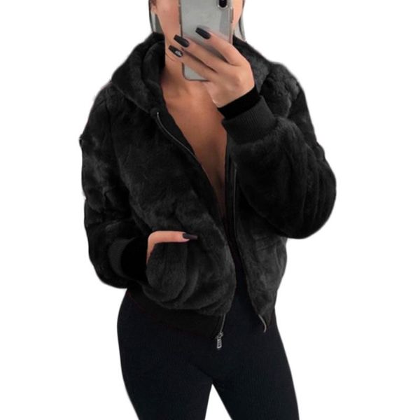 women winter long sleeve zip up hooded cardigan jacket fuzzy plush outwear solid color oversized warm coat with pockets women's jackets, Black;brown
women winter long sleeve zip up hooded cardigan jacket fuzzy plush outwear solid color oversized warm coat with pockets women's jackets, Black;brown