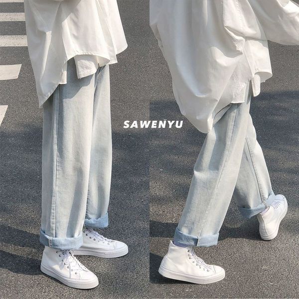 men's jeans harajuku men's summer pants, straight leg loose jeans, korean fashion, neutral, student clothing, Blue
men's jeans harajuku men's summer pants, straight leg loose jeans, korean fashion, neutral, student clothing, Blue