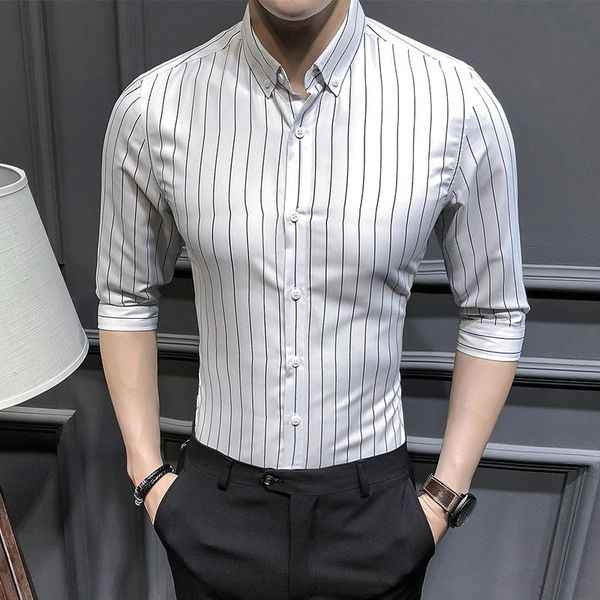mens shirts luxury vertical stripe half sleeve man camisa social masculina fashion business and casual male men's, White;black
mens shirts luxury vertical stripe half sleeve man camisa social masculina fashion business and casual male men's, White;black