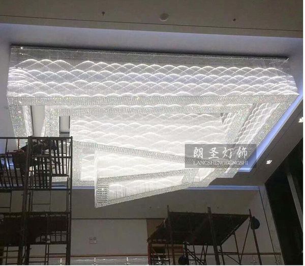 ceiling lights led large el lobby rectangular crystal lamp sales department project ballroom club