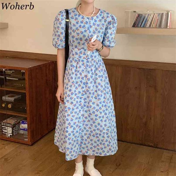 women casual short puff sleeve dress lady korean style vintage floral printed long dresses summer elegant vestidos mujer 210519, Black;gray
women casual short puff sleeve dress lady korean style vintage floral printed long dresses summer elegant vestidos mujer 210519, Black;gray