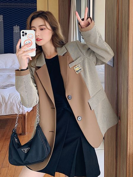 plaid suit jacket women 2021 new british style spring and autumn design sense niche casual suit, Black;brown
plaid suit jacket women 2021 new british style spring and autumn design sense niche casual suit, Black;brown
