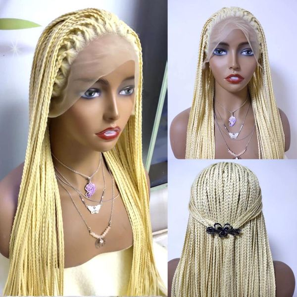 synthetic wigs transparent lace braided front 613 honey blonde color box braids wig heat resistant fiber baby hair, Black
synthetic wigs transparent lace braided front 613 honey blonde color box braids wig heat resistant fiber baby hair, Black
