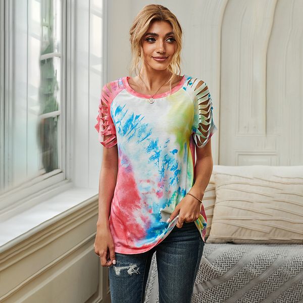 summer t shirt shiying tie dyed short sleeve women's hollow out 2521196, White
summer t shirt shiying tie dyed short sleeve women's hollow out 2521196, White