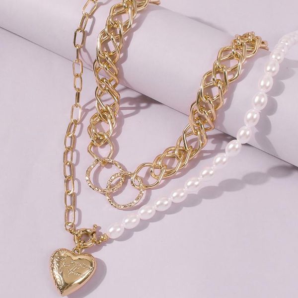 punk multi layer pearl chain choker necklace collar statement love heart pendant for women gold color jewelry gifts necklaces, Silver
punk multi layer pearl chain choker necklace collar statement love heart pendant for women gold color jewelry gifts necklaces, Silver
