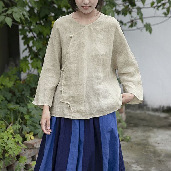 johnature chinese style linen shirts for women o-neck nine sleeve button autumn female loose button shirts and 210521, White
johnature chinese style linen shirts for women o-neck nine sleeve button autumn female loose button shirts and 210521, White
