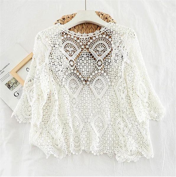 korean knitted women bohemian sweater style midi sleeve lace open cardigan short knitting outwear hollow out pz203, White;black
korean knitted women bohemian sweater style midi sleeve lace open cardigan short knitting outwear hollow out pz203, White;black
