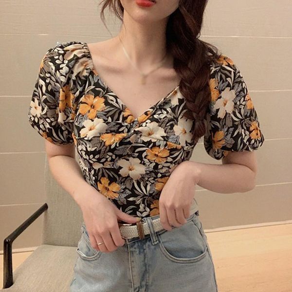 women's blouses & shirts fashion floral print v-neck sweet navel exposed short sleeve chiffon shirt blouse 2021, White
women's blouses & shirts fashion floral print v-neck sweet navel exposed short sleeve chiffon shirt blouse 2021, White