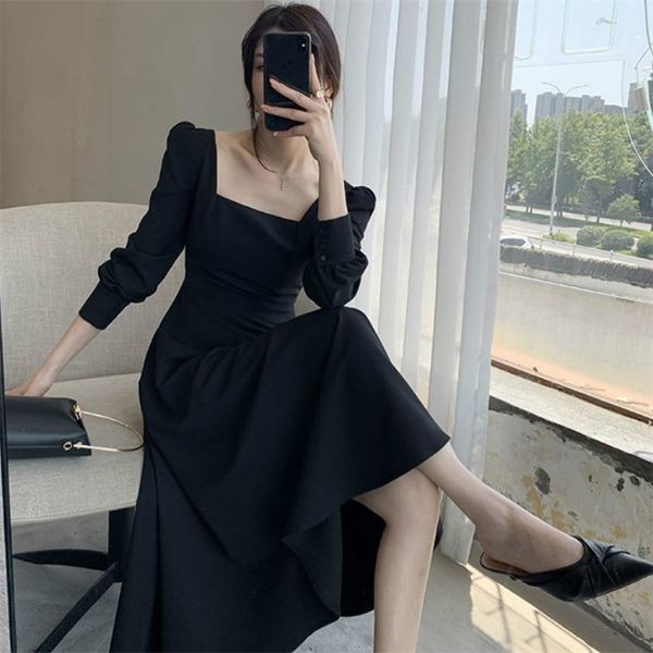 dress women elegant long sleeve ladies new clothing pure vintage midi square collar black chic oversize french style retro 2021, Black;gray
dress women elegant long sleeve ladies new clothing pure vintage midi square collar black chic oversize french style retro 2021, Black;gray