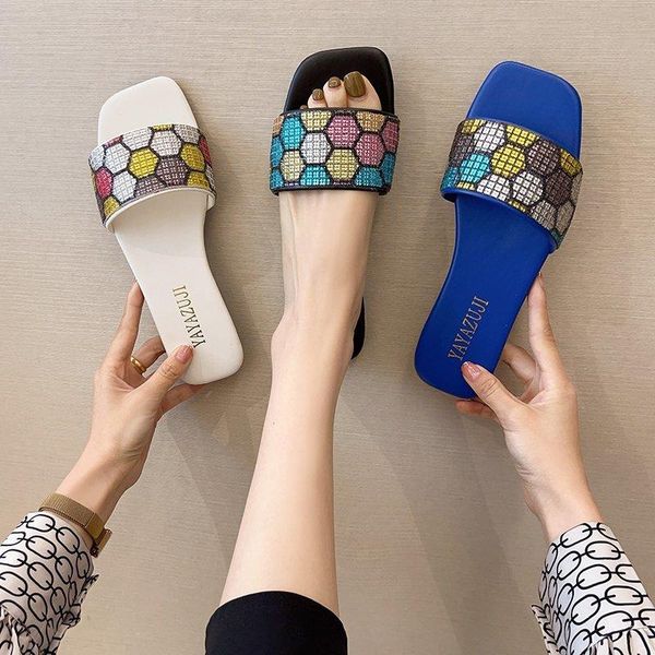 rhinestone women slippers summer multicolour sandals antiskid flat woman slides beach shoes superfine fiber, Black
rhinestone women slippers summer multicolour sandals antiskid flat woman slides beach shoes superfine fiber, Black