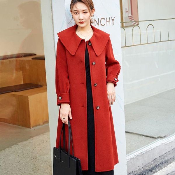 women's wool & blends women 2021 autumn winter loose casual woolen coat female fashion clothing ladies elegant cashmere warm long overc, Black
women's wool & blends women 2021 autumn winter loose casual woolen coat female fashion clothing ladies elegant cashmere warm long overc, Black