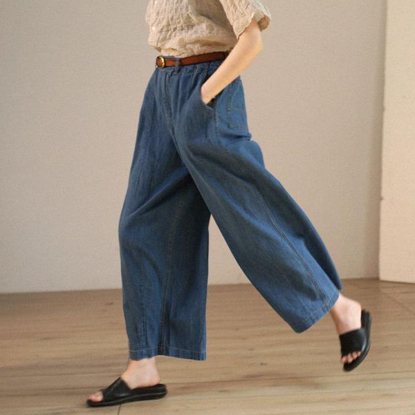 women's jeans summer women casual vintage aritsitc japan style comfortable breathable water washed cotton linen trousers wide leg, Blue
women's jeans summer women casual vintage aritsitc japan style comfortable breathable water washed cotton linen trousers wide leg, Blue