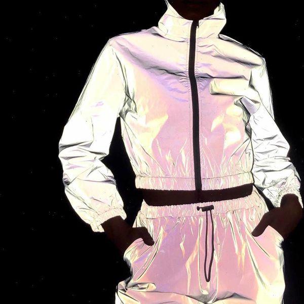 tracksuit 2 piece set hip women tracksuits hop reflective crop pants fashion female loose zipper windbreaker jacket coat matching, Gray
tracksuit 2 piece set hip women tracksuits hop reflective crop pants fashion female loose zipper windbreaker jacket coat matching, Gray