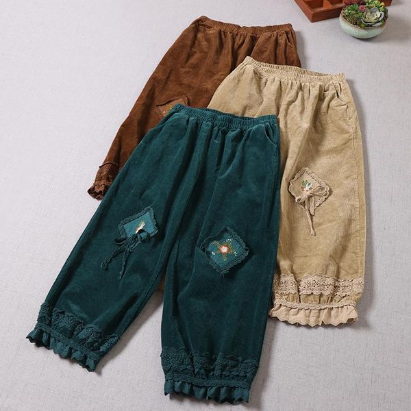 women's pants & capris autumn winter women corduroy embroidery casual harem japanese style mori girl loose cropped trousers, Black;white
women's pants & capris autumn winter women corduroy embroidery casual harem japanese style mori girl loose cropped trousers, Black;white