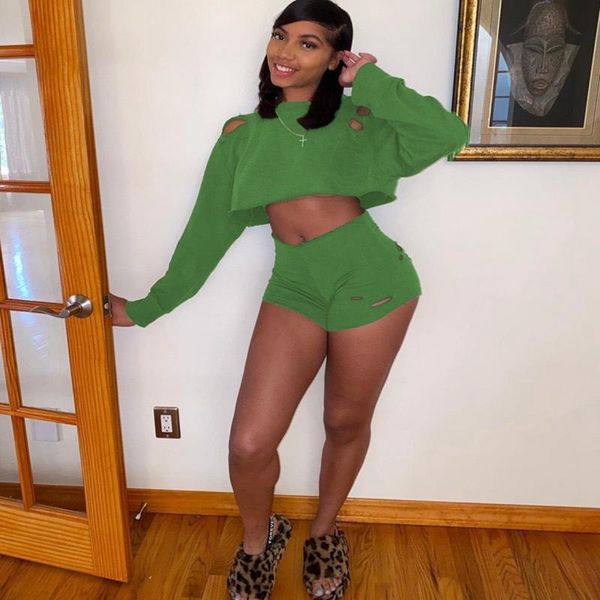 women's tracksuits autumn two piece set women hole burnt flower solid short sleeve crop shorts sets club outfit streetwear wholesal, Gray
women's tracksuits autumn two piece set women hole burnt flower solid short sleeve crop shorts sets club outfit streetwear wholesal, Gray
