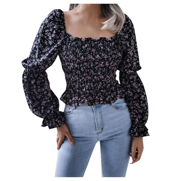 women's blouses & shirts vintage bohemia floral print femme elastic tight flare long sleeve tunic summer high street square collar, White
women's blouses & shirts vintage bohemia floral print femme elastic tight flare long sleeve tunic summer high street square collar, White