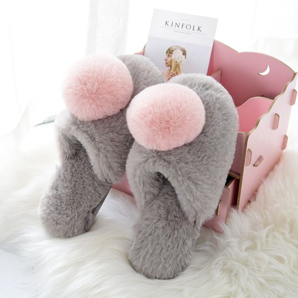 autumn and winter indoor home slippers lovely large fur ball slippers home thickening warm cotton slippers female wholesale, Black
autumn and winter indoor home slippers lovely large fur ball slippers home thickening warm cotton slippers female wholesale, Black