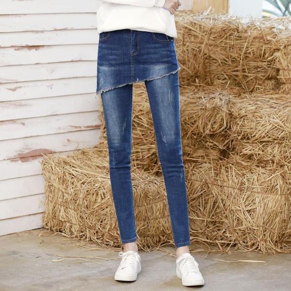 europe and america large women's jeans fake two pieces design denim skirt pants stretch slim pencil women, Blue
europe and america large women's jeans fake two pieces design denim skirt pants stretch slim pencil women, Blue