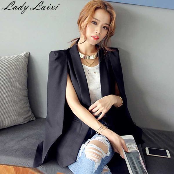 fashion women's long sleeve lapel cape casual split poncho ol jacket cloak coat blazer suit 210529, Black
fashion women's long sleeve lapel cape casual split poncho ol jacket cloak coat blazer suit 210529, Black