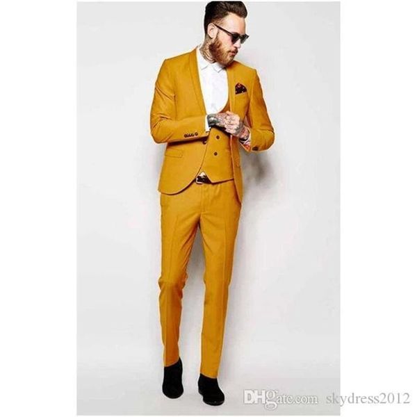 men's suits & blazers golden shawl lapel suit formal wear tight-fitting fashion party jacket 3-piece groom tuxedo (+ pants vest), White;black