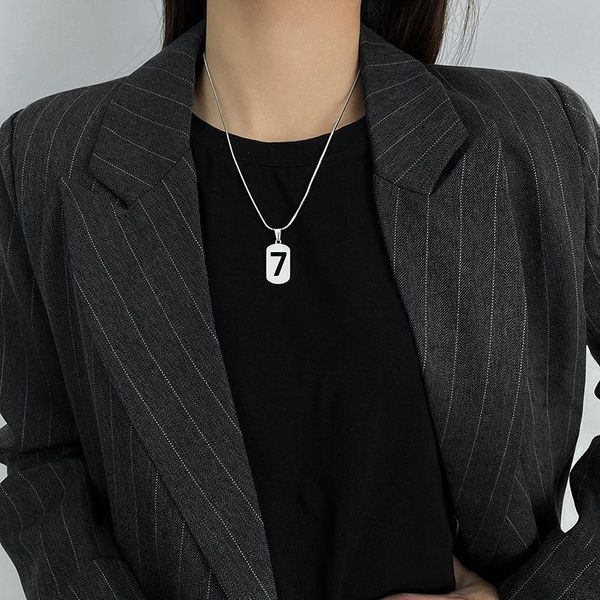 pendant necklaces ins titanium steel digital 7 hip-hop fashion brand pendants short clavicle chain personality accessories, Silver
pendant necklaces ins titanium steel digital 7 hip-hop fashion brand pendants short clavicle chain personality accessories, Silver