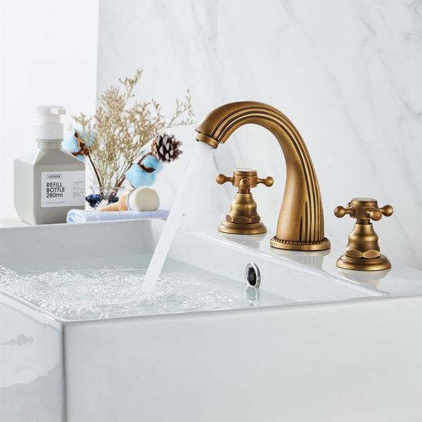 gecious two handle widespread bathroom sink faucet antique brass with -up drain and hoses,cross handle, basin mixer tap three faucets
gecious two handle widespread bathroom sink faucet antique brass with -up drain and hoses,cross handle, basin mixer tap three faucets