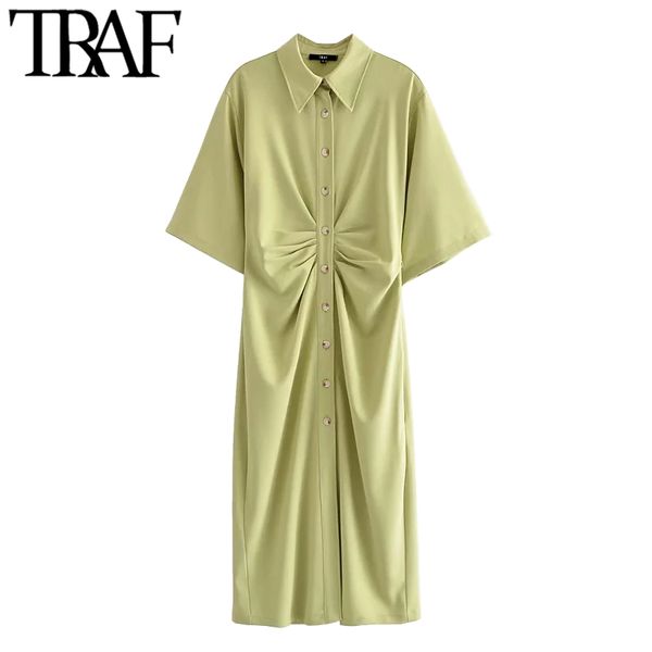 2021traf women chic fashion button-up draped midi shirt dress vintage short sleeve side zipper female dresses vestidos, Black;gray
2021traf women chic fashion button-up draped midi shirt dress vintage short sleeve side zipper female dresses vestidos, Black;gray