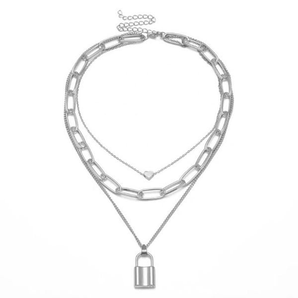 fashion trendy jewelry punk hip-hop exaggeration chain necklace female multi-layer lock love chains, Silver
fashion trendy jewelry punk hip-hop exaggeration chain necklace female multi-layer lock love chains, Silver