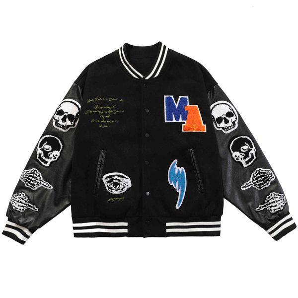 men's jackets lacible men bomber skull death embroidery baseball coat hip hop vintage varsity streetwear outwear suug, Black;brown
men's jackets lacible men bomber skull death embroidery baseball coat hip hop vintage varsity streetwear outwear suug, Black;brown