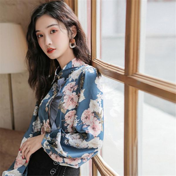 women's blouses & shirts design sense niche printed shirt lapel ruffled retro lantern sleeve spring and autumn long-sleeved 2021, White
women's blouses & shirts design sense niche printed shirt lapel ruffled retro lantern sleeve spring and autumn long-sleeved 2021, White