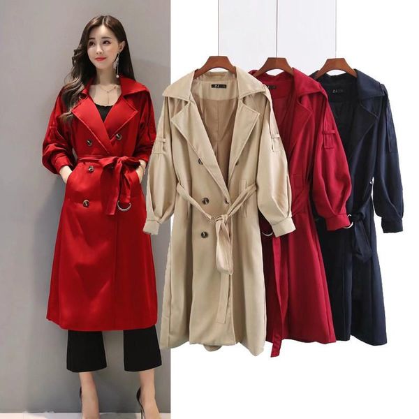 women's trench coats 2021 autumn double breasted coat for women female casual windbreaker with belt long business outerwear, Tan;black
women's trench coats 2021 autumn double breasted coat for women female casual windbreaker with belt long business outerwear, Tan;black