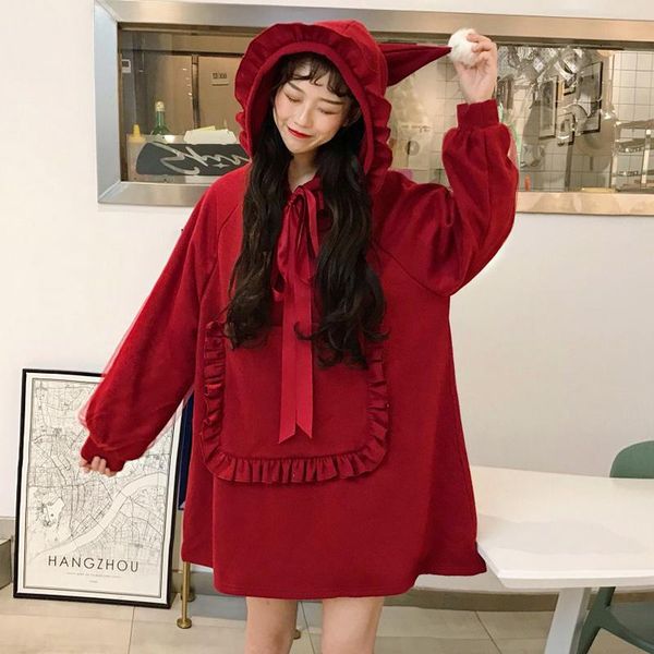 women's hoodies & sweatshirts harajuku autumn wear korean edition college wind sleeve screen stitching large pockets ears hoods and sue, Black
women's hoodies & sweatshirts harajuku autumn wear korean edition college wind sleeve screen stitching large pockets ears hoods and sue, Black