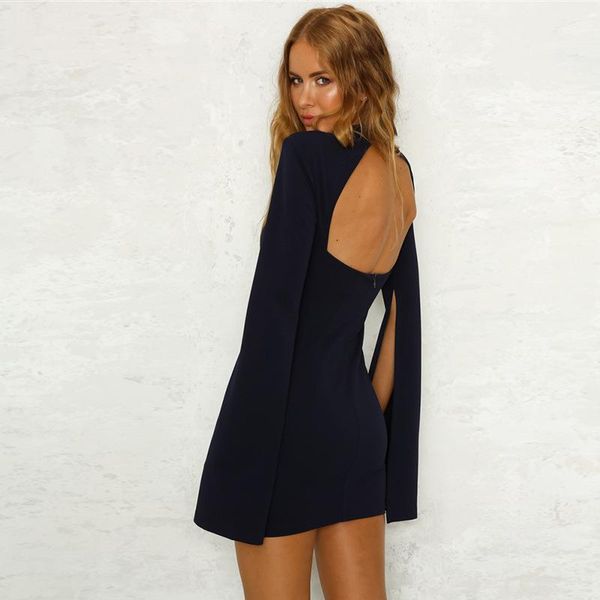 backless long sleeve 2021 fashion women solid sheath dress round neck elegant party short clubwear bodycron casual dresses, Black;gray
backless long sleeve 2021 fashion women solid sheath dress round neck elegant party short clubwear bodycron casual dresses, Black;gray