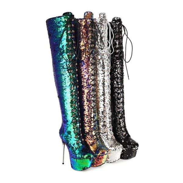boots autumn and winter 2021 waterproof platform super high heel shoes thin over knee sequin women's large 40-43, Black
boots autumn and winter 2021 waterproof platform super high heel shoes thin over knee sequin women's large 40-43, Black