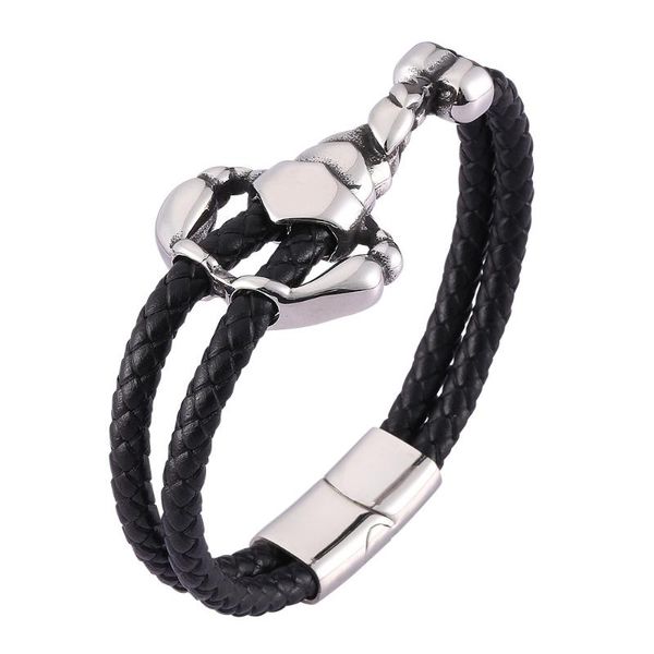 charm bracelets korean fashion men's leather bracelet, rock style personality scorpion titanium steel jewelry, Golden;silver
charm bracelets korean fashion men's leather bracelet, rock style personality scorpion titanium steel jewelry, Golden;silver