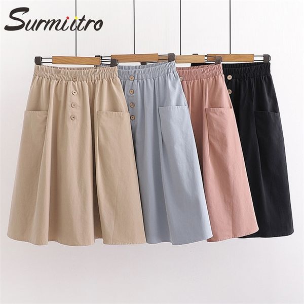 surmiitro midi skirt women spring summer korean black blue cotton high waist sun school a line skirt female with pocket 210319
surmiitro midi skirt women spring summer korean black blue cotton high waist sun school a line skirt female with pocket 210319