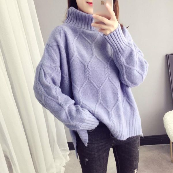 women's sweaters turtleneck sweater women thick pullover long sleeve knit loose jumper, White;black
women's sweaters turtleneck sweater women thick pullover long sleeve knit loose jumper, White;black