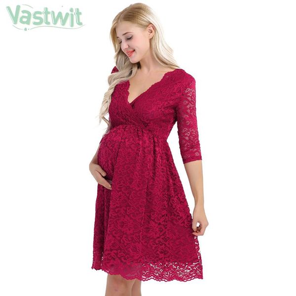 maternity dresses women elegant floral lace overlay v neck half sleeve wedding dress pregnant pography for formal evening party, White
maternity dresses women elegant floral lace overlay v neck half sleeve wedding dress pregnant pography for formal evening party, White