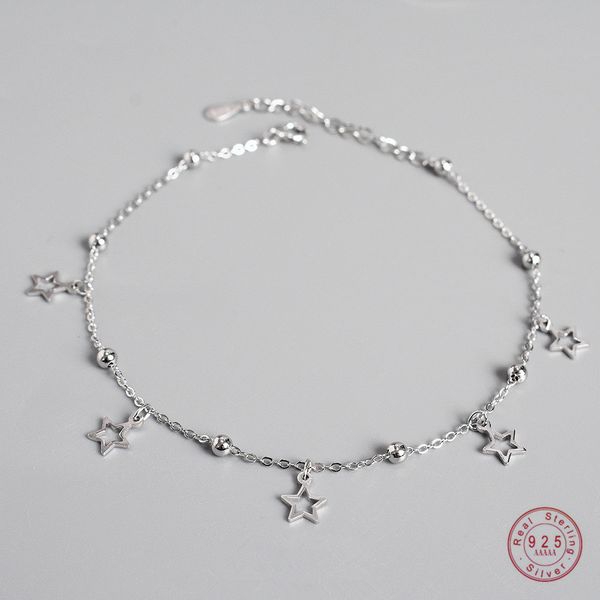 925 sterling silver simple hollow star pendants anklet women summer ocean beach casual jewelry accessories girlfriend gift, Red;blue
925 sterling silver simple hollow star pendants anklet women summer ocean beach casual jewelry accessories girlfriend gift, Red;blue