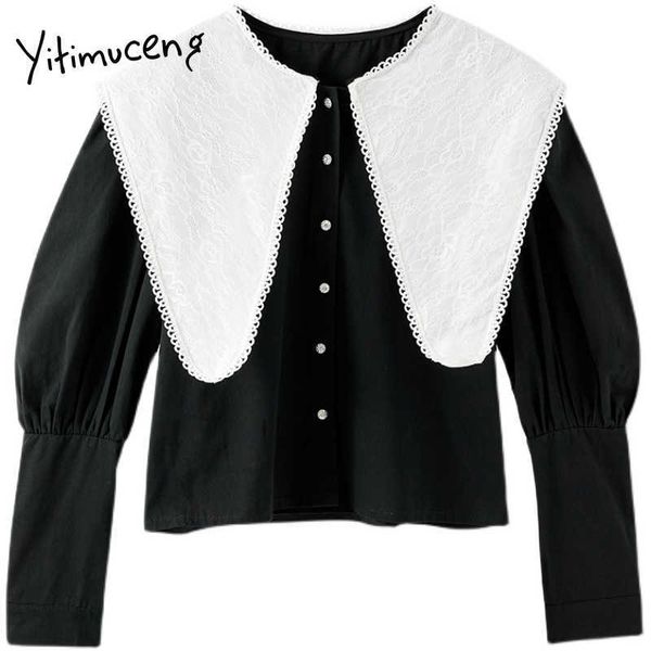 yitimuceng black blouse women button up shirts peter pan collar long sleeve straight solid spring summer fashion 210601, White
yitimuceng black blouse women button up shirts peter pan collar long sleeve straight solid spring summer fashion 210601, White