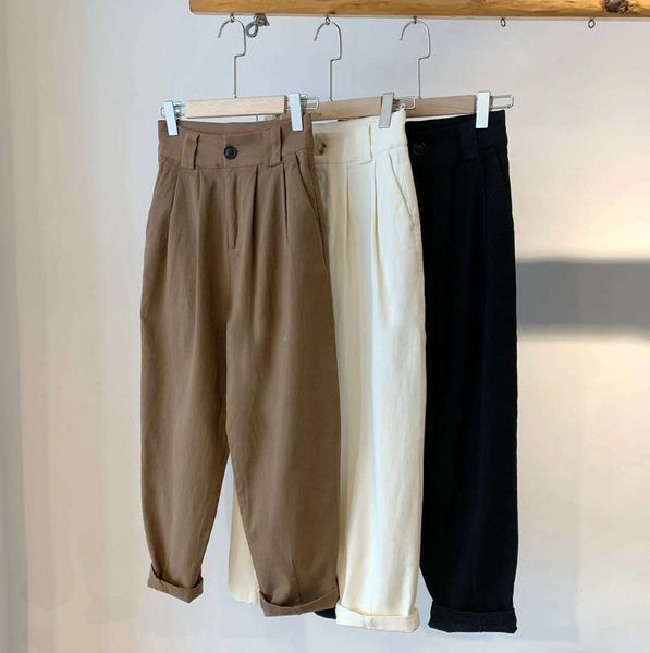 capri autumn and winter cotton casual loose high waist carrot trousers skdc, Black;white
capri autumn and winter cotton casual loose high waist carrot trousers skdc, Black;white