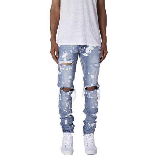 men jeans distressed snow wash paint dot design pencil pants mens fashion slim jean knee holes denim trousers kot pantolon size, Blue
men jeans distressed snow wash paint dot design pencil pants mens fashion slim jean knee holes denim trousers kot pantolon size, Blue