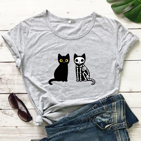women's t-shirt spooky women halloween party tee shirt funny holiday gift tshirt for cat mom colored black and skeleton, White
women's t-shirt spooky women halloween party tee shirt funny holiday gift tshirt for cat mom colored black and skeleton, White