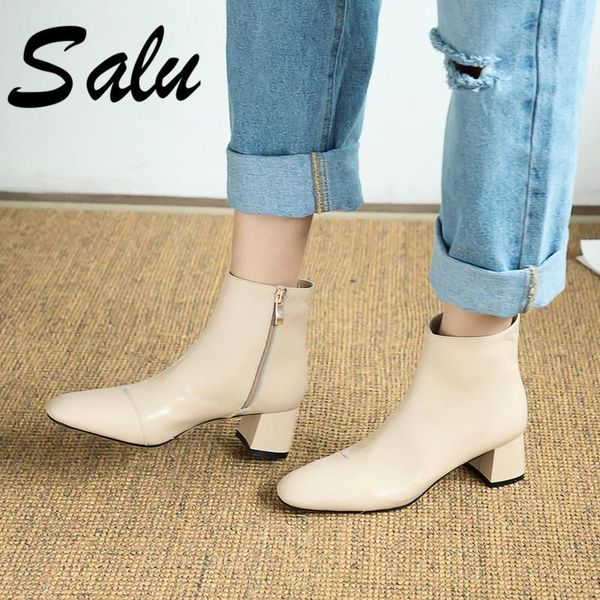 boots salu women autumn winter genuine leather basic high ankle square heels shoes woman size 41 42 43, Black
boots salu women autumn winter genuine leather basic high ankle square heels shoes woman size 41 42 43, Black