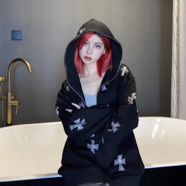 women's hoodies & sweatshirts hirigin y2k black cross zip hoodie jacket punk style hip hop coat clothes for autumn\uff0cwinter
women's hoodies & sweatshirts hirigin y2k black cross zip hoodie jacket punk style hip hop coat clothes for autumn\uff0cwinter